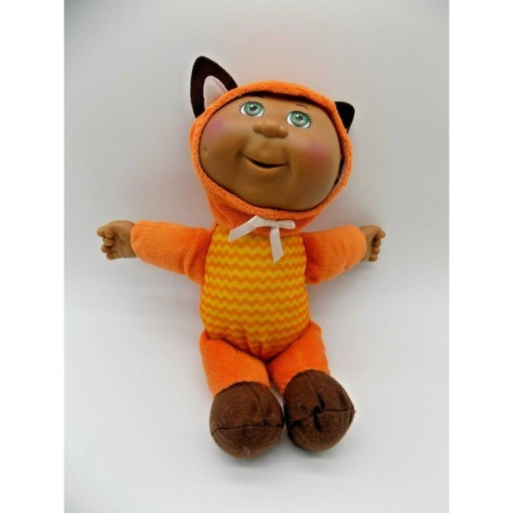 Cabbage Patch Kids Cuties Collection Fox Plush Doll Orange Chevron Green Eyes